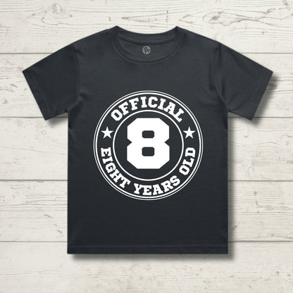 Official Eight Year Old | 8th Birthday Steel Grey T-Shirt