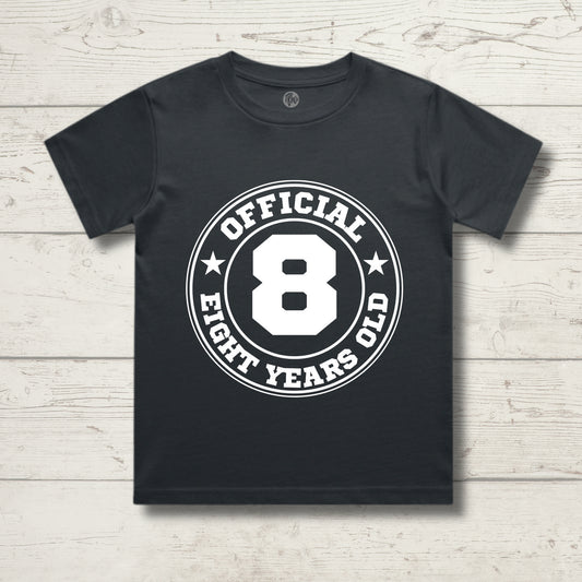 Official Eight Year Old | 8th Birthday Steel Grey T-Shirt