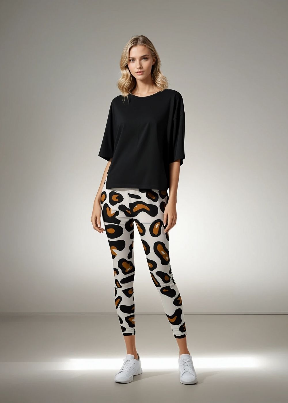 High-Waist Leopard Print Gym Leggings – Stretchy Yoga Pants for Workout & Fitness - T Bhai