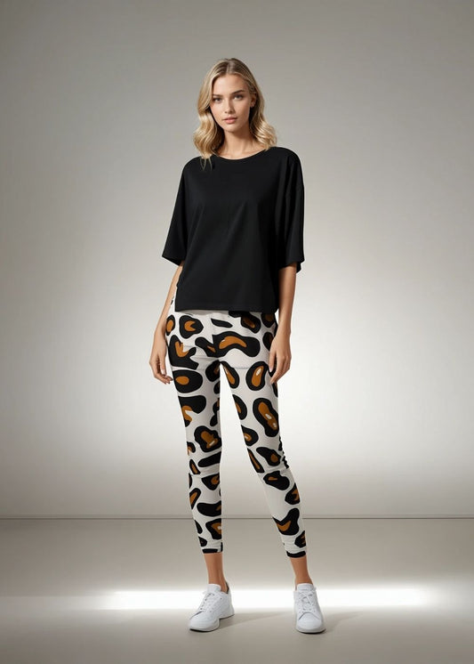 High-Waist Leopard Print Gym Leggings – Stretchy Yoga Pants for Workout & Fitness - T Bhai