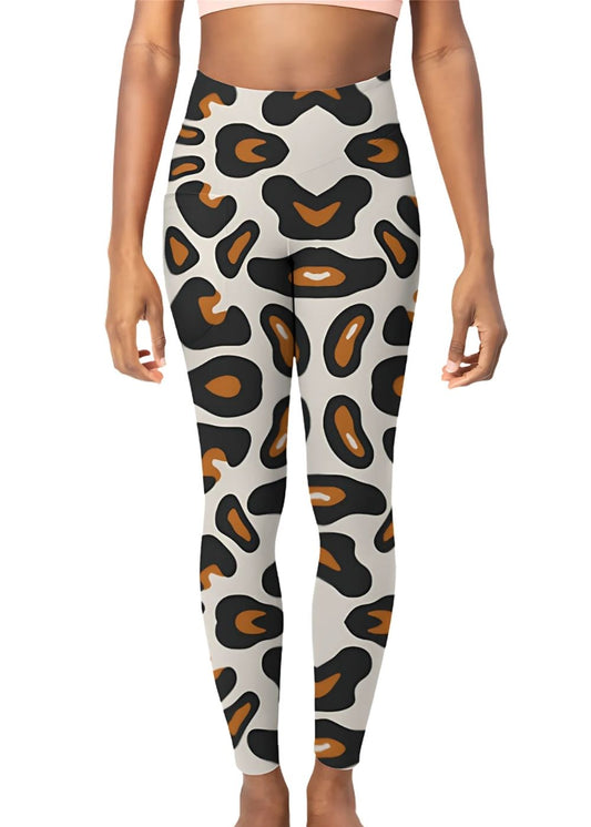 High-Waist Leopard Print Gym Leggings – Stretchy Yoga Pants for Workout & Fitness - T Bhai