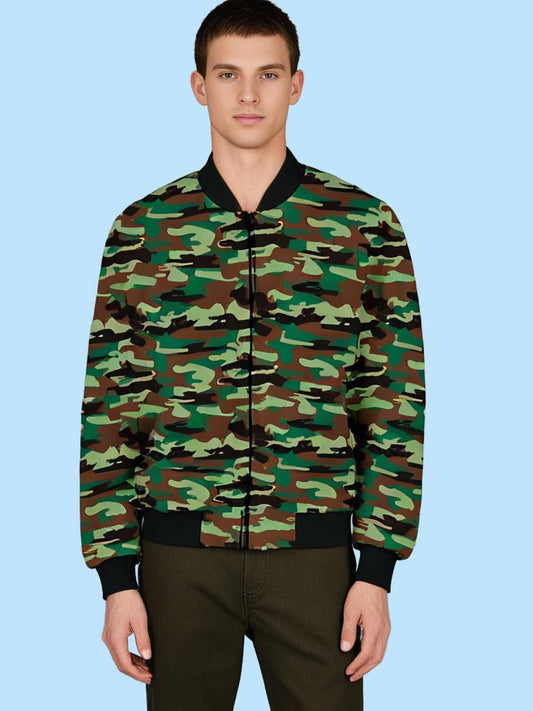 Army Theme Camouflage All Over Printed Bomber Jacket - T Bhai
