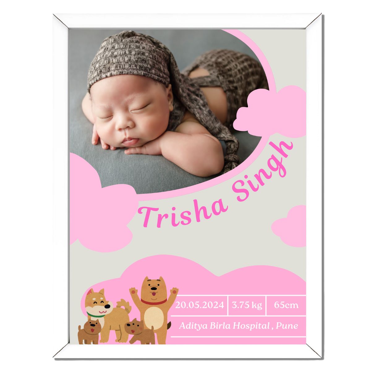 A Cherished Details Captured Forever | Baby's Birth Details Poster | Personalized Baby Arrival Poster - T Bhai
