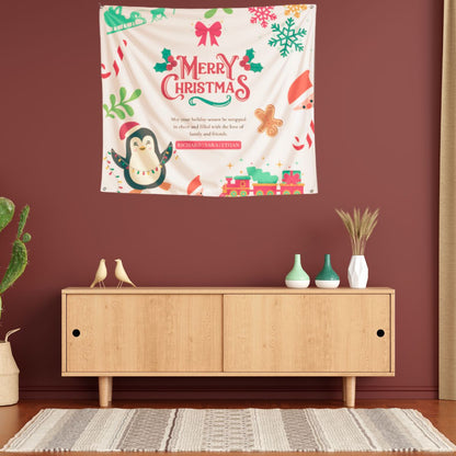 Christmas Home Décor Tapestry | Seasons Greetings Personalized with Names - T Bhai