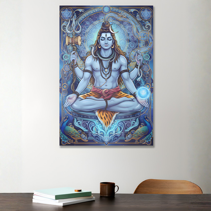 Eternal Bliss Lord Shiva Acrylic Print – Meditating Mahadev Wall Decor