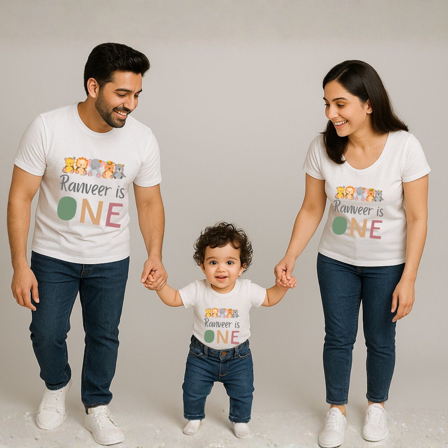 Personalized First Birthday Animal Theme Family T-Shirts