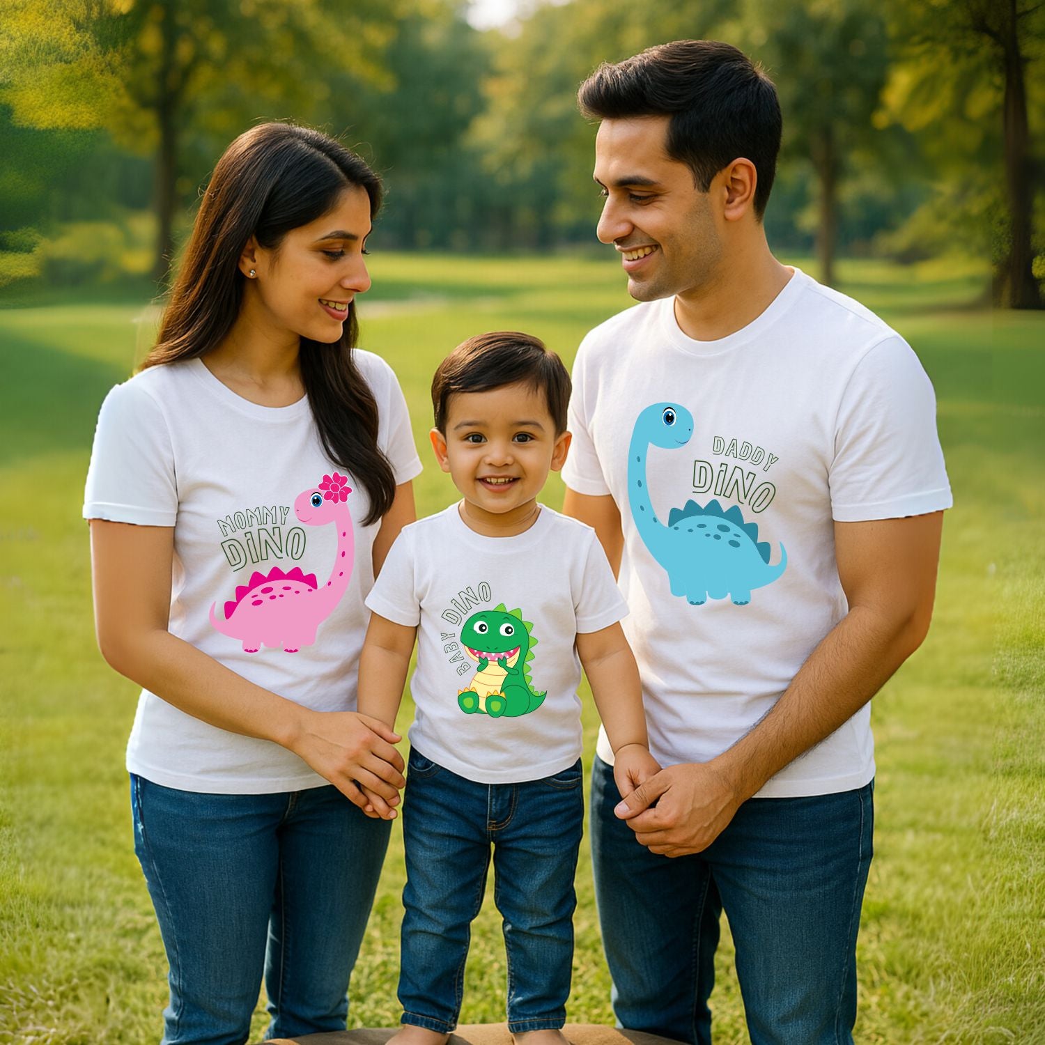Daddy Mommy & Baby Dino Matching Family T-Shirts - T Bhai