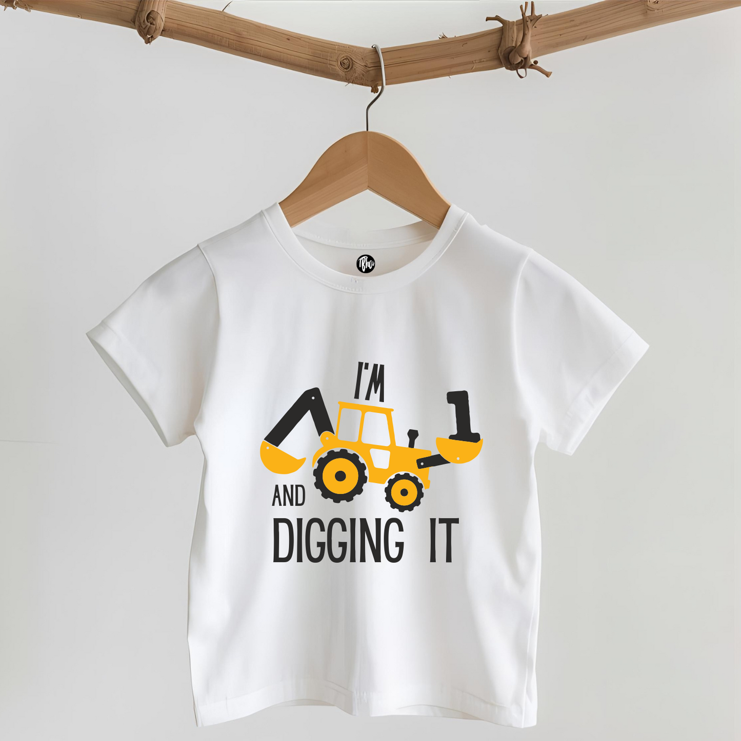 Construction Theme - I am One & Digging it First Birthday T-Shirt