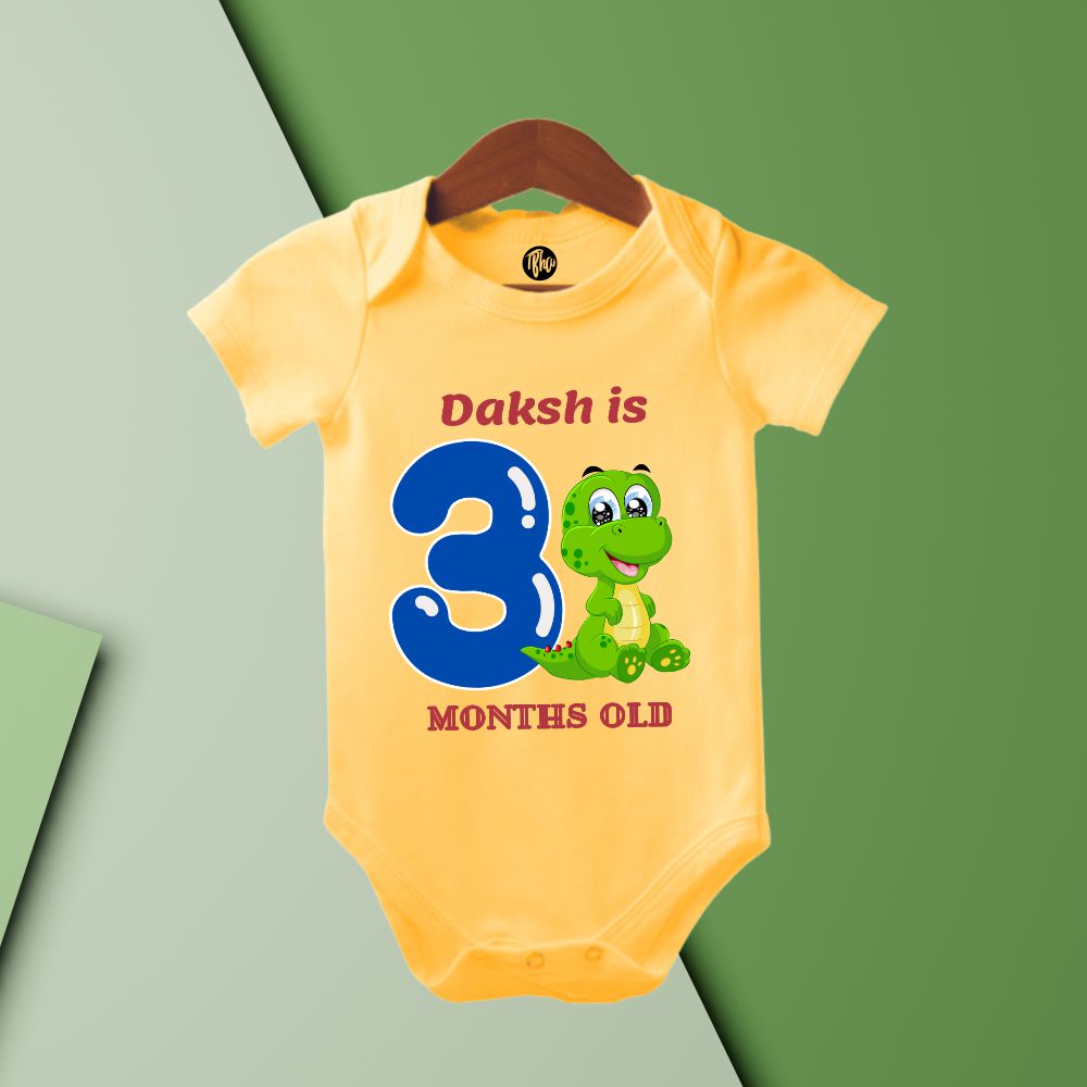Dino Theme Monthly Personalized Onesies | 0-9 Months - T Bhai