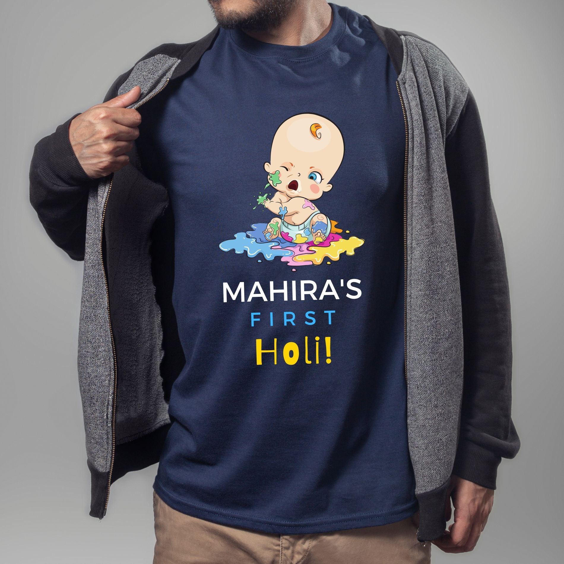 First Holi Personalized T-Shirts for Family - T Bhai