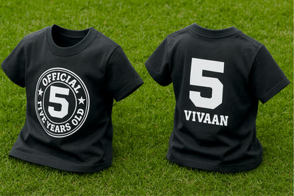 Official Five Year Old 5th Birthday T-Shirt | Pure Cotton Steel Grey T-Shirt