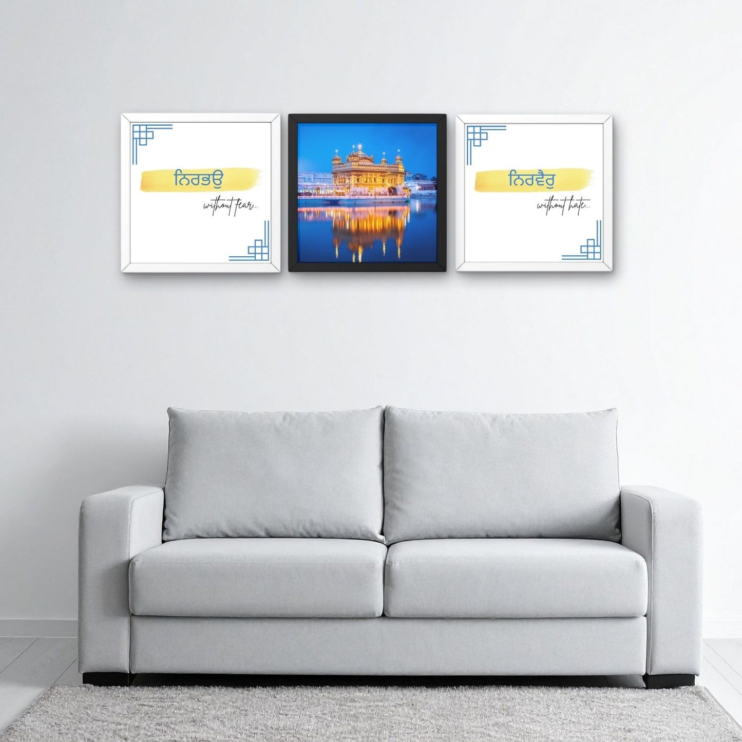 Nirbhau Nirvair: Golden Temple 3-Piece Framed Posters – Spiritual Home Decor