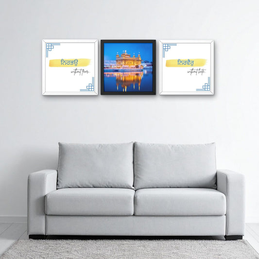 Nirbhau Nirvair: Golden Temple 3-Piece Framed Posters – Spiritual Home Decor