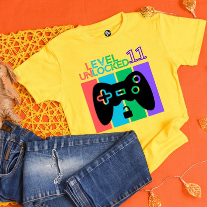 Level 11 Unlocked | 11th Birthday Gaming Theme T-Shirt - T Bhai