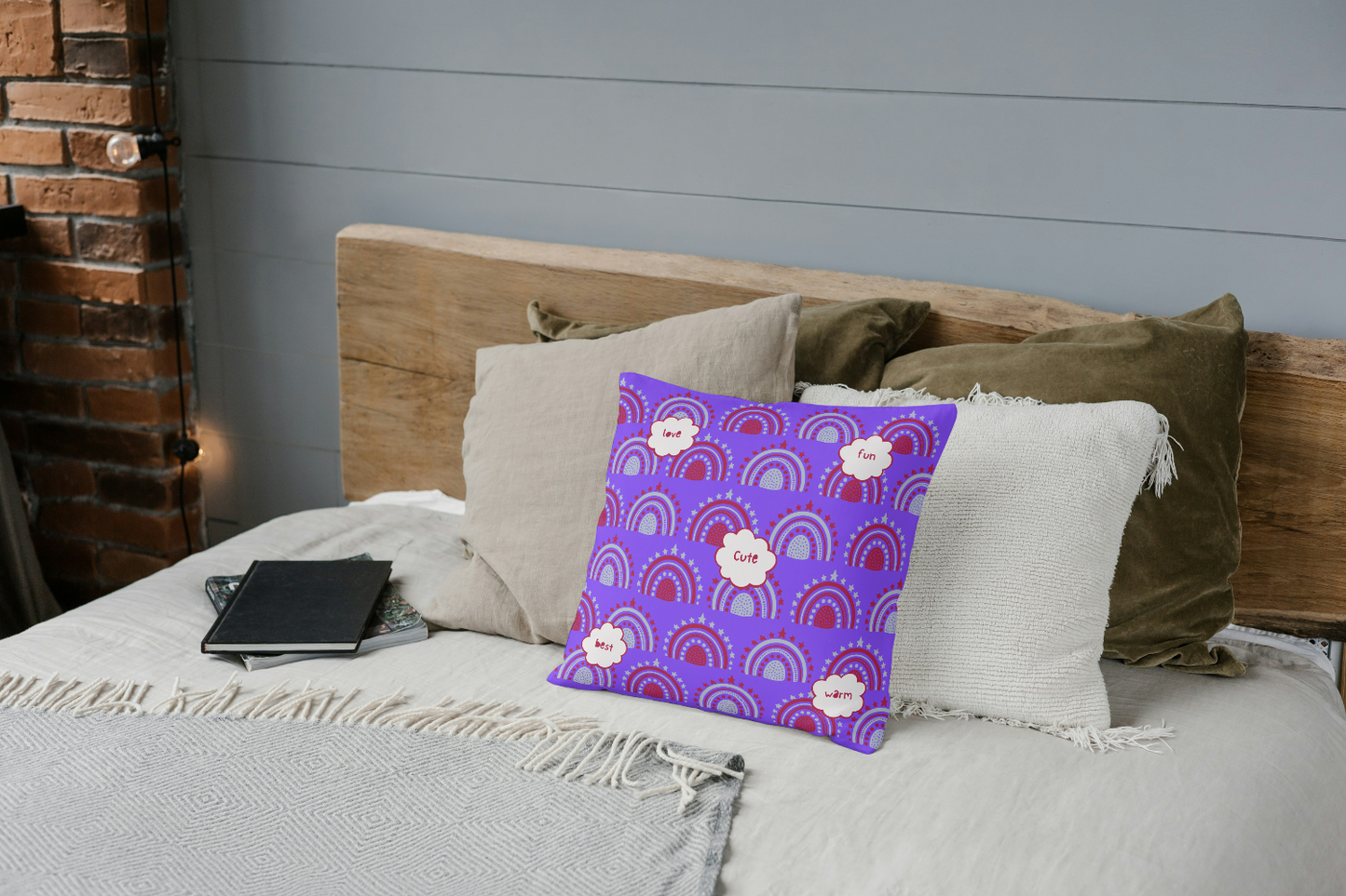 Warm Cute Best Love Pattern Print Cushion Cover - T Bhai