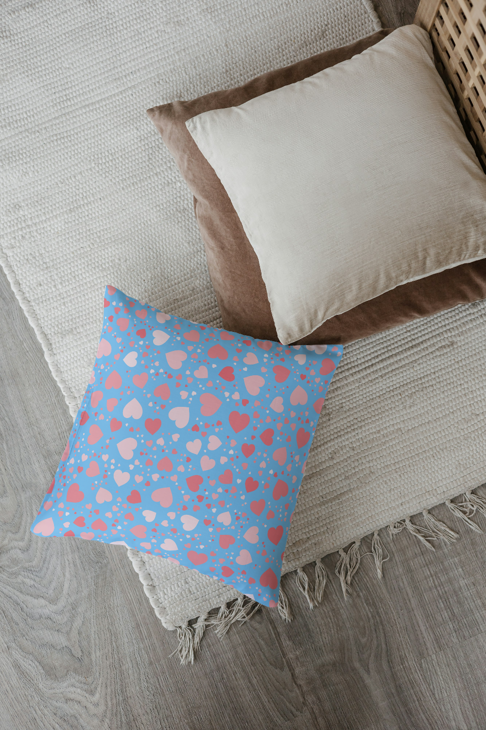 Hearts Pattern All Over Printed Cushion Cover - T Bhai