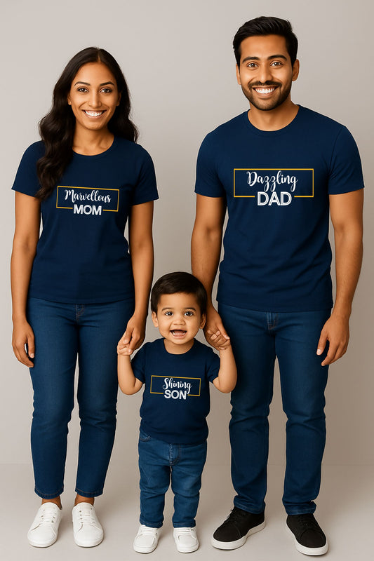 Dazzling Dad Marvellous Mom Shining Son Gorgeous Girl Matching Family T-Shirts