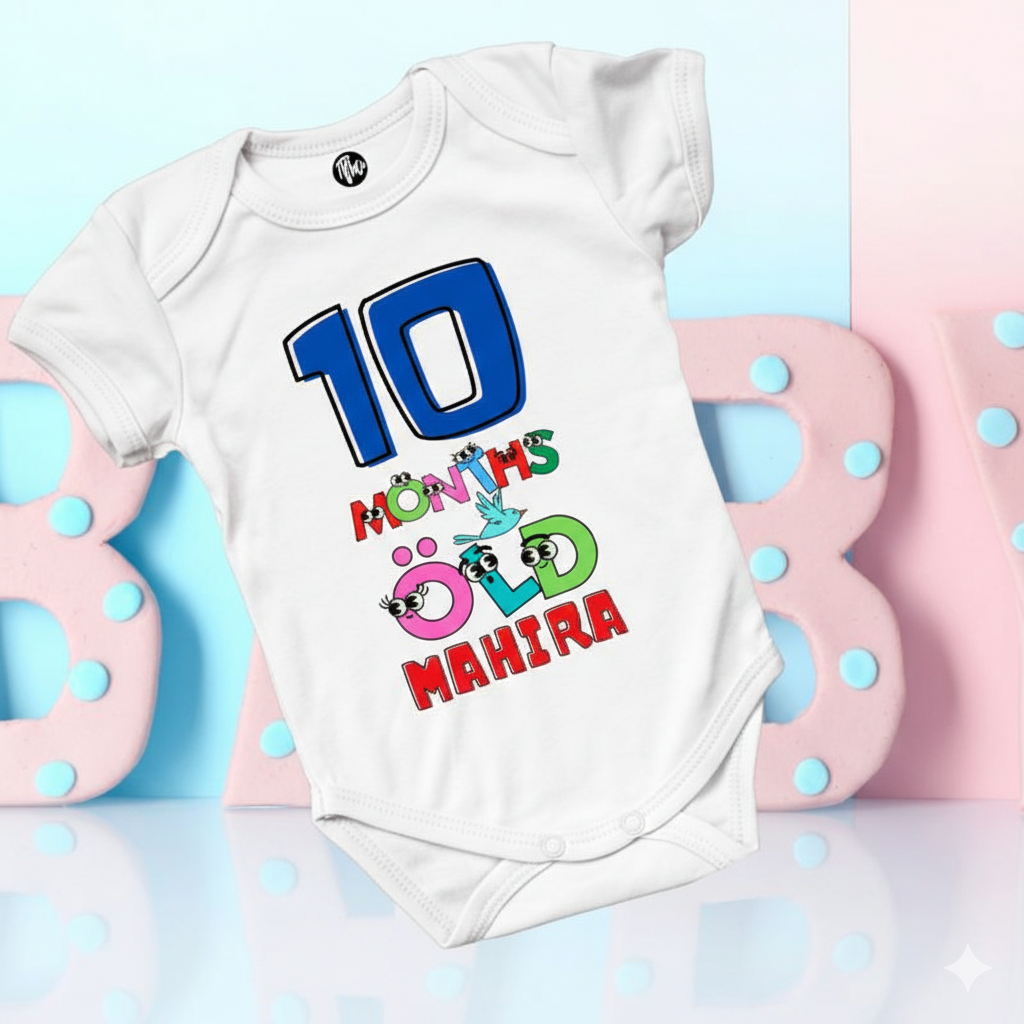Monthly Birthday Rompers | 0-11 Months | Customized Colorful Birthday Onesie's