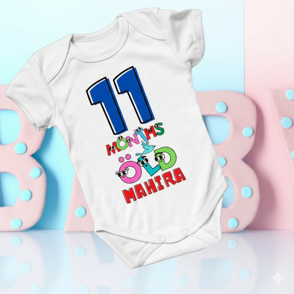 Monthly Birthday Rompers | 0-11 Months | Customized Colorful Birthday Onesie's