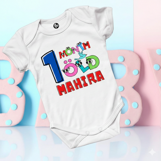 Monthly Birthday Rompers | 0-11 Months | Customized Colorful Birthday Onesie's