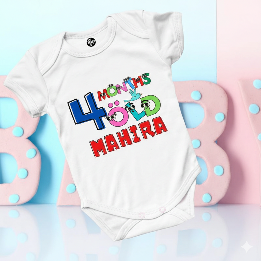Monthly Birthday Rompers | 0-11 Months | Customized Colorful Birthday Onesie's