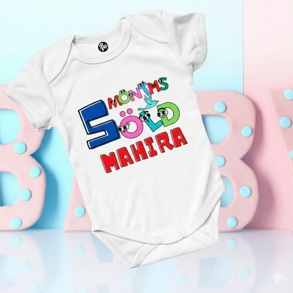 Monthly Birthday Rompers | 0-11 Months | Customized Colorful Birthday Onesie's
