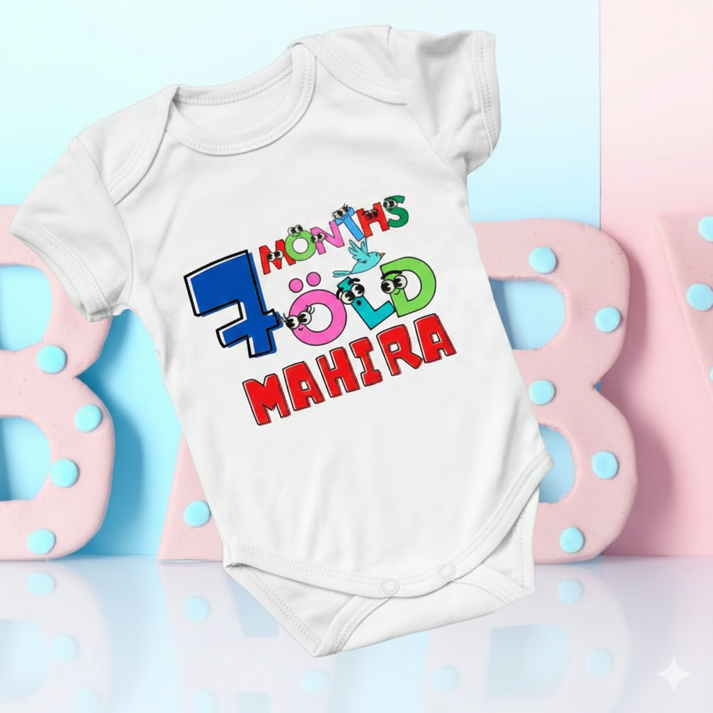 Monthly Birthday Rompers | 0-11 Months | Customized Colorful Birthday Onesie's