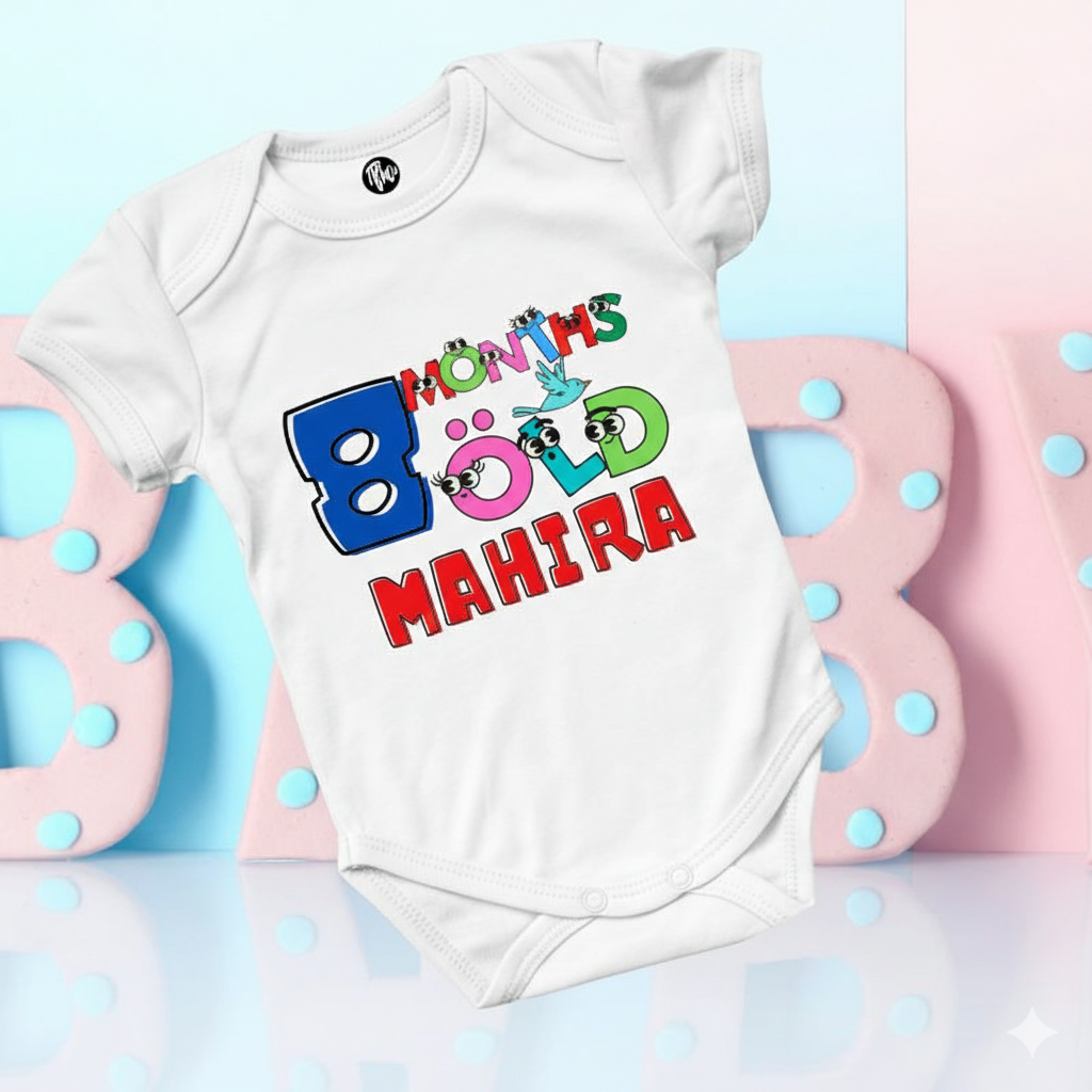 Monthly Birthday Rompers | 0-11 Months | Customized Colorful Birthday Onesie's