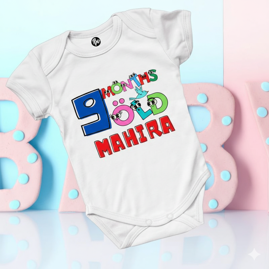 Monthly Birthday Rompers | 0-11 Months | Customized Colorful Birthday Onesie's