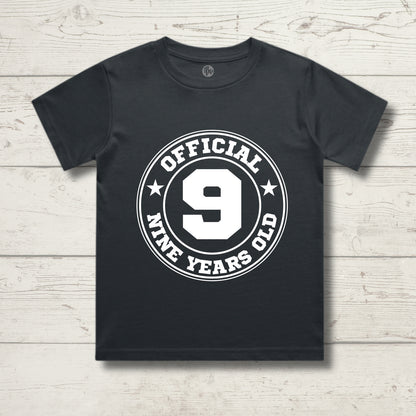 Official Nine Year Old | 9th Birthday Steel Grey T-Shirt