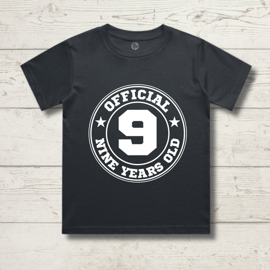 Official Nine Year Old | 9th Birthday Steel Grey T-Shirt