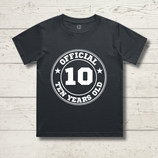 Official Ten Year Old | 10th Birthday Steel Grey T-Shirt
