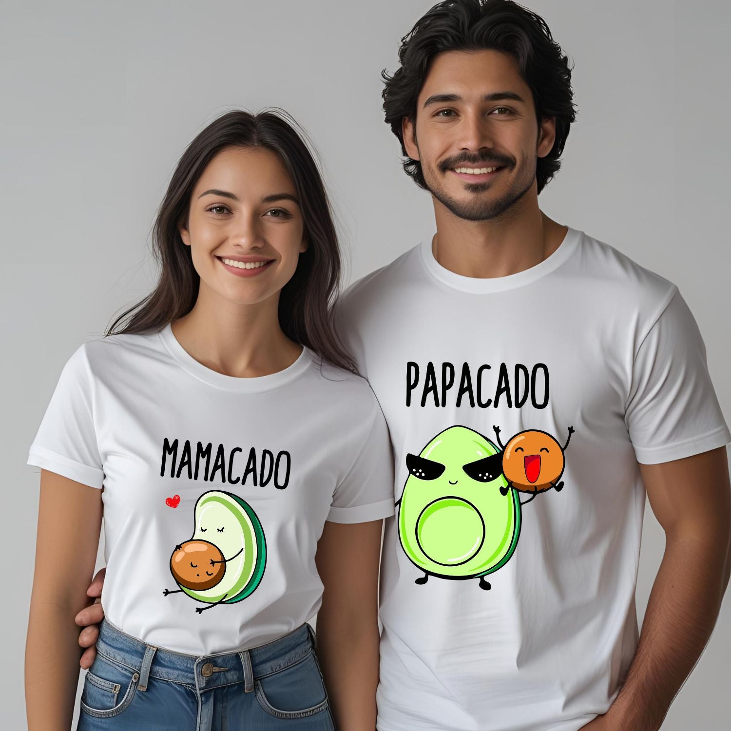 Mamacado and Papacado Pregnancy Announcement Matching Couple T-Shirts for Maternity Photoshoots