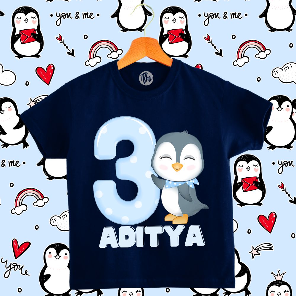 Monthly Birthday T-Shirts | 0-6 Months | Penguin Theme T-Shirts for Babies - T Bhai