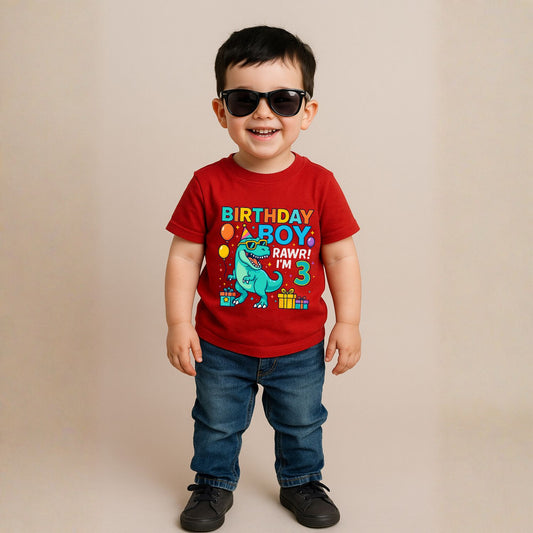 RAWR I'm 3 | Dino Theme 3rd Birthday T-Shirt for Birthday Boy