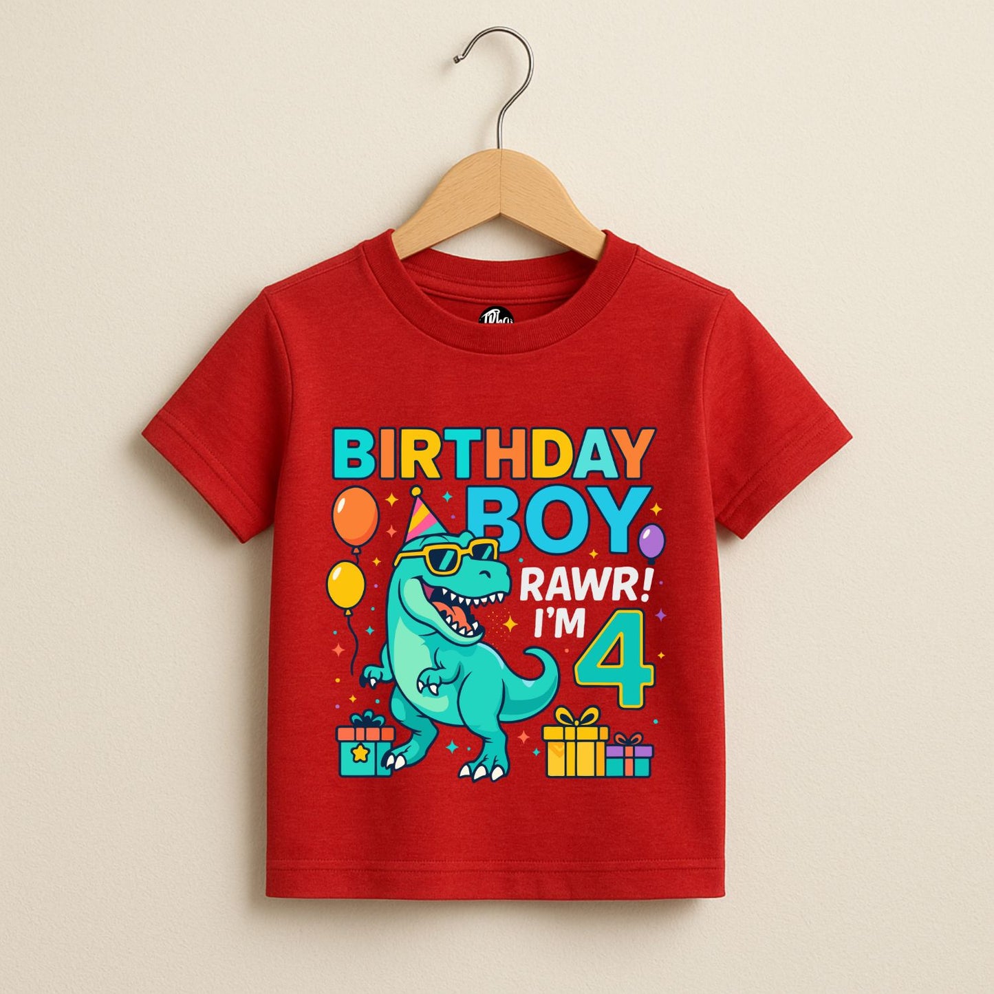 RAWR I'm 4 | Dino Theme 4th Birthday T-Shirt for Birthday Boy