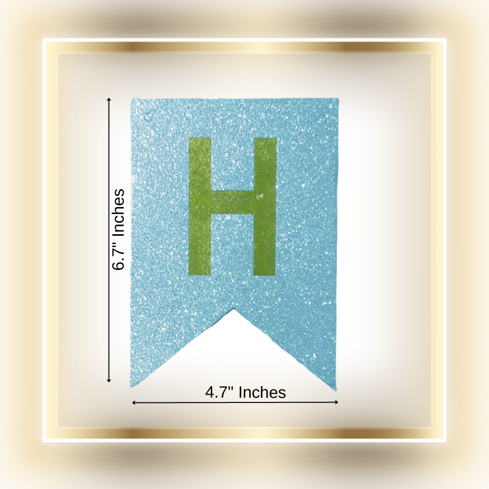 Happy Birthday Banner - Shimmery Blue with Golden Alphabets - T Bhai