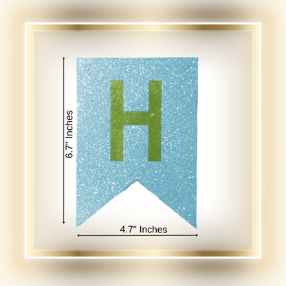 Happy Birthday Banner - Shimmery Blue with Golden Alphabets - T Bhai