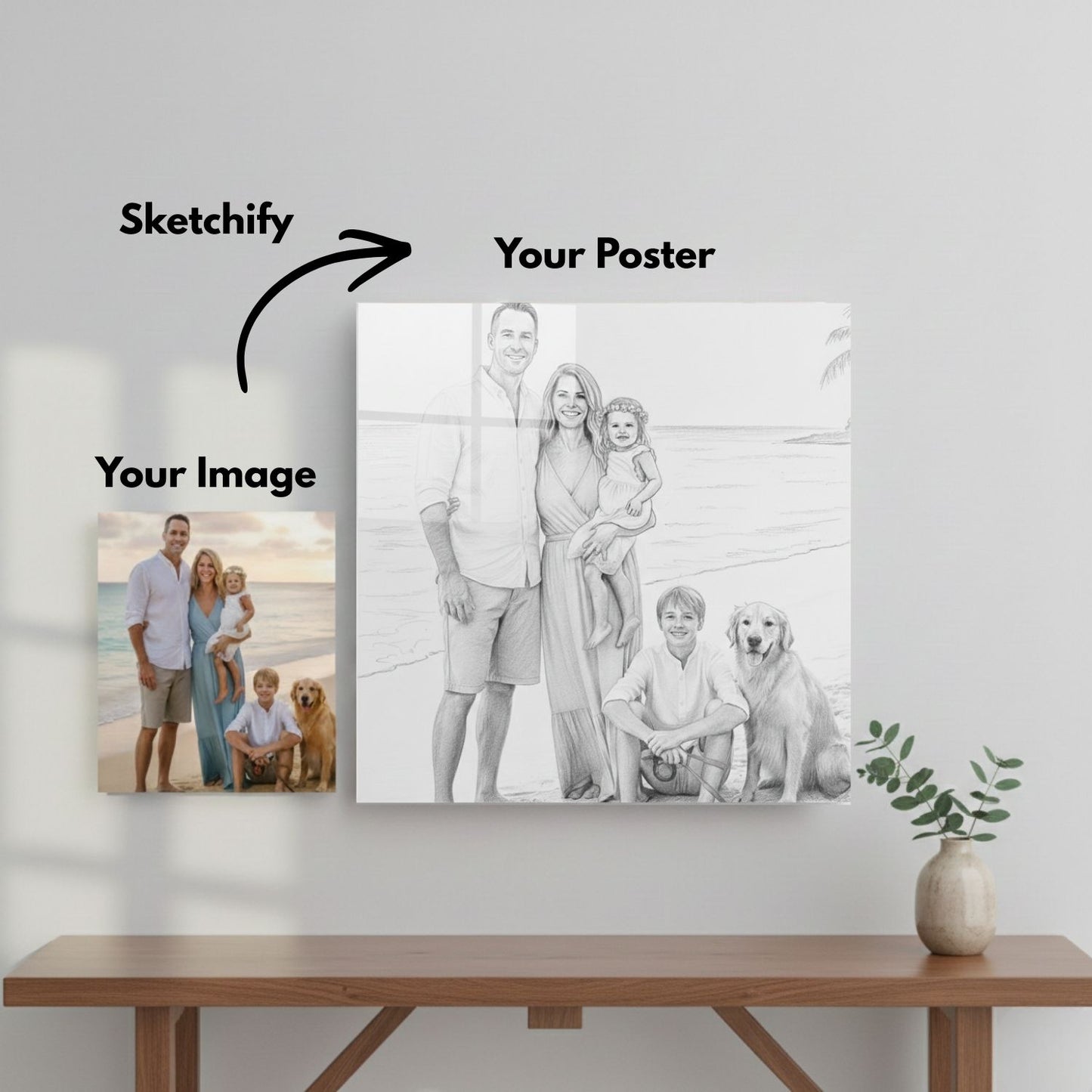 Sketchify Me – Custom Black & White Sketch Acrylic Wall Art