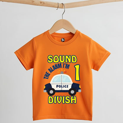 Sound the Alarm I’m 1 | Personalized Police Car 1st Birthday T-Shirt