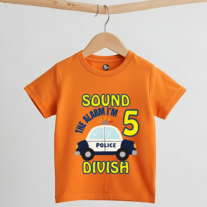 Sound the Alarm I’m 5 | Personalized Police Car 5th Birthday T-Shirt