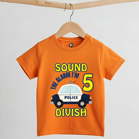 Sound the Alarm I’m 5 | Personalized Police Car 5th Birthday T-Shirt