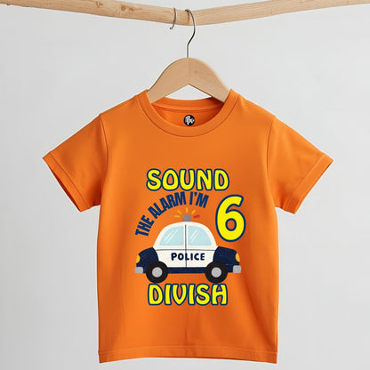Sound the Alarm I’m 6 | Personalized Police Car 6th Birthday T-Shirt