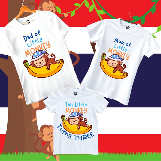 The Little Monkey Third Birthday Jungle Theme Family T-Shirts