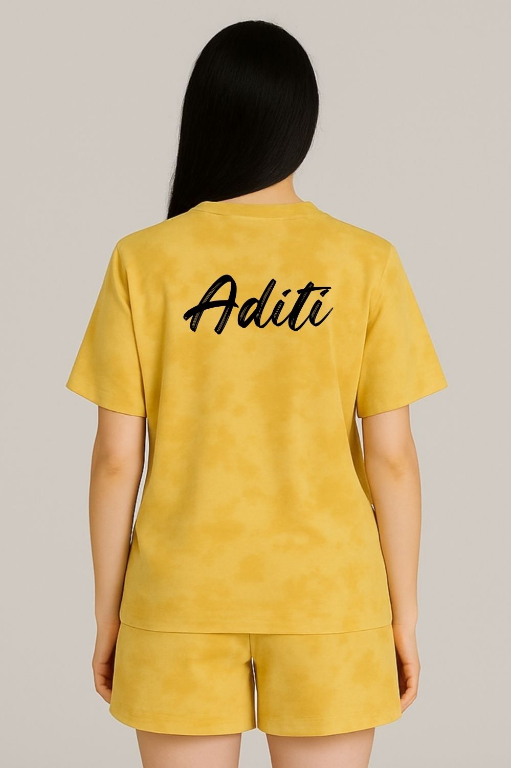 Premium Tie & Dye Oversize T-Shirts & Shorts Combo - Yellow