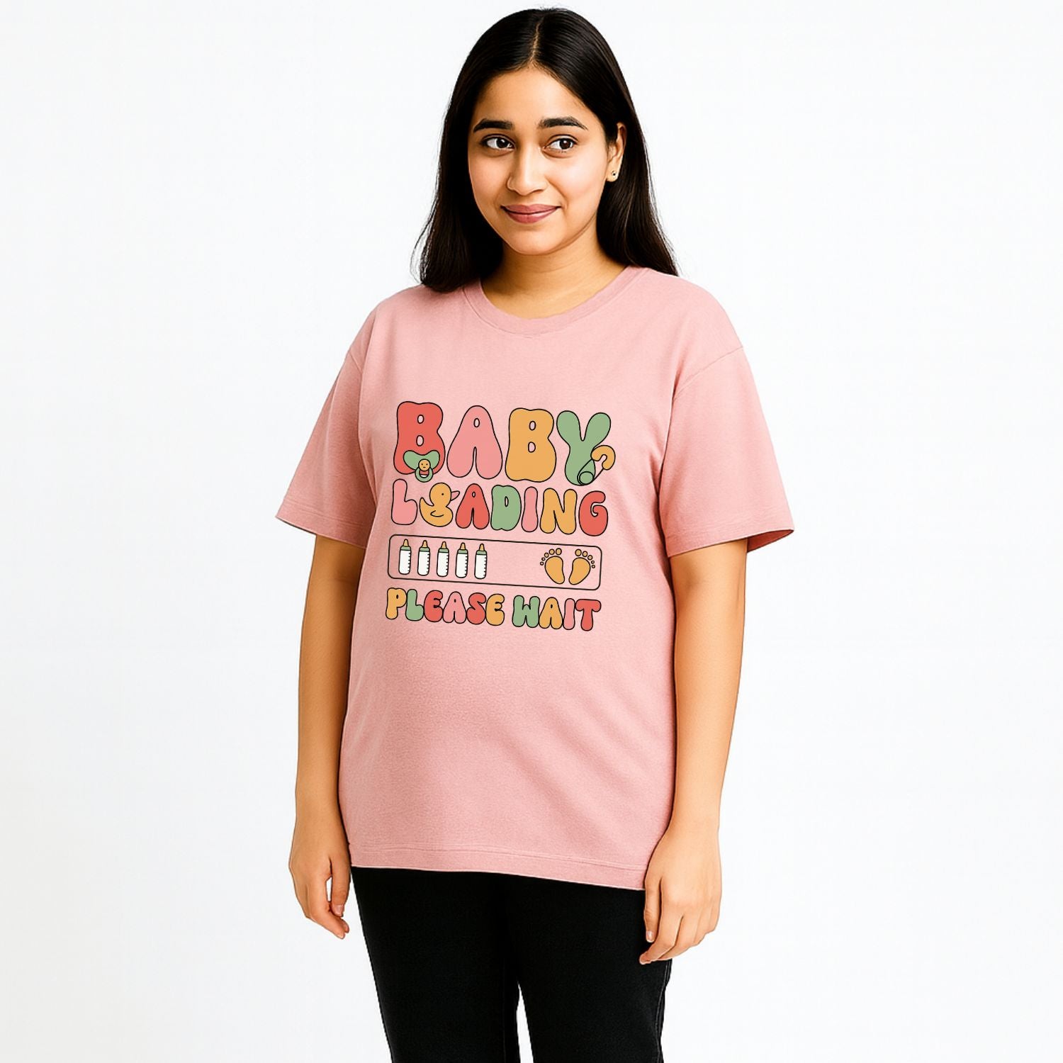 Baby Loading Please Wait | Cute Graphical Oversized Maternity T-Shirt - T Bhai
