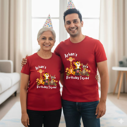 Birthday Squad Personalized Jungle Theme T-Shirts for Family