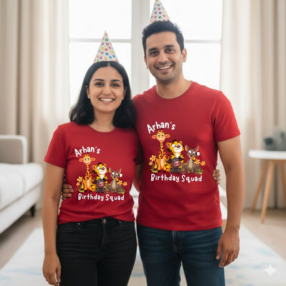 Birthday Squad Personalized Jungle Theme T-Shirts for Family