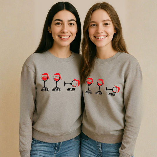 Drink Drank Drunk Festive Christmas Spirit Unisex Sweatshirts