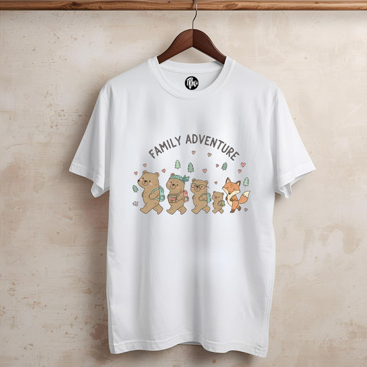 Family Adventure T-Shirt | Animated Travel Motif Graphic Tee for Family Trips